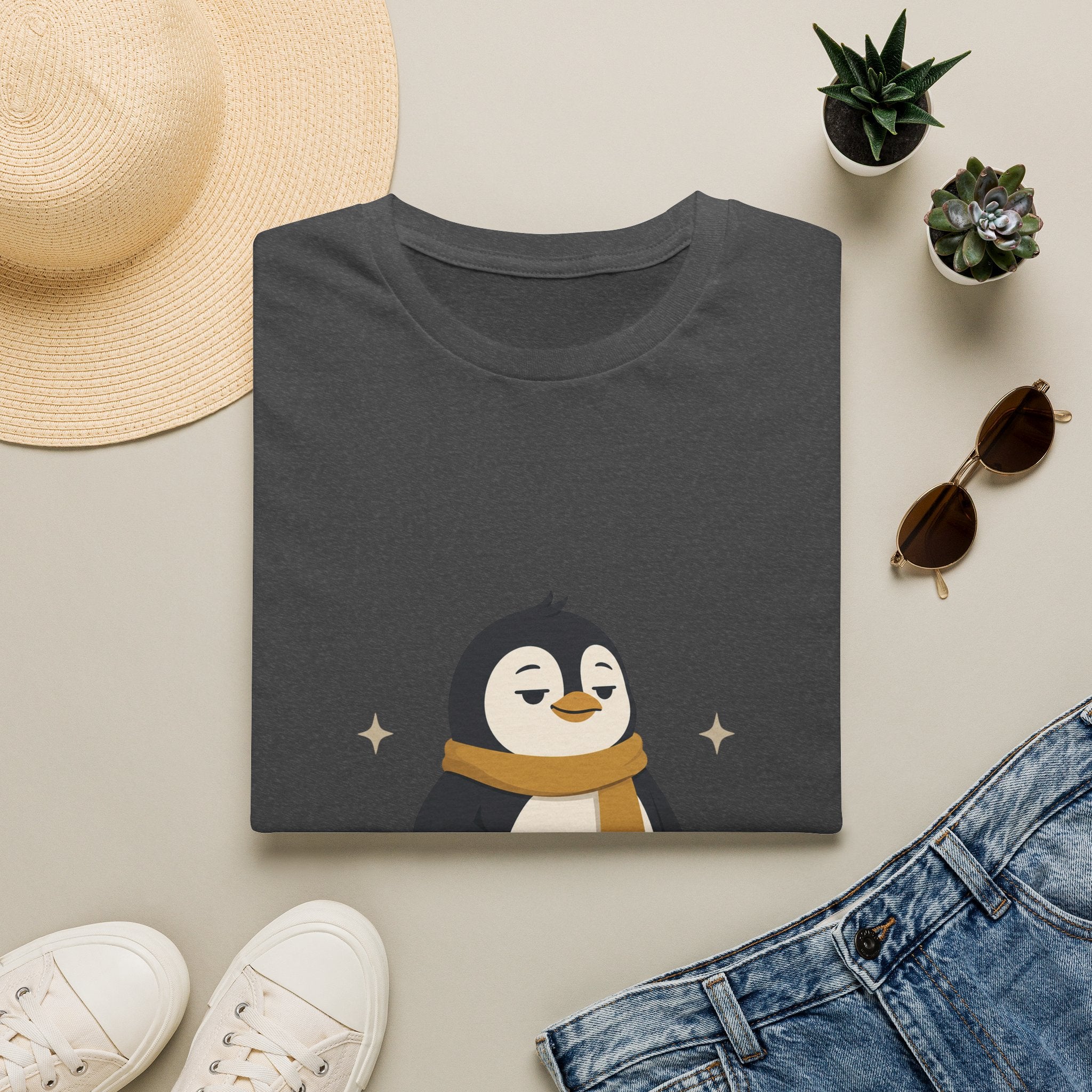 Penguin "Built Quietly" T-Shirt — Cute Cozy Penguin Graphic Tee