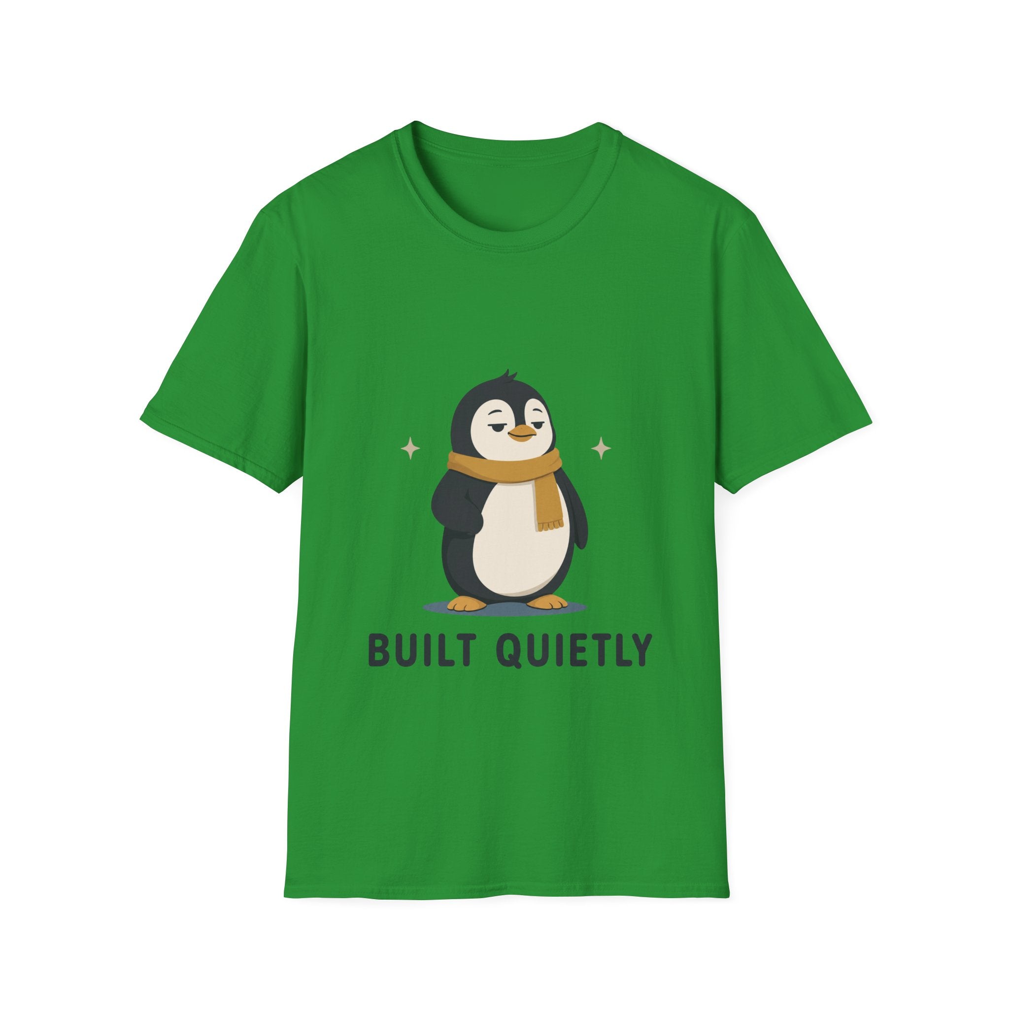 Penguin "Built Quietly" T-Shirt — Cute Cozy Penguin Graphic Tee