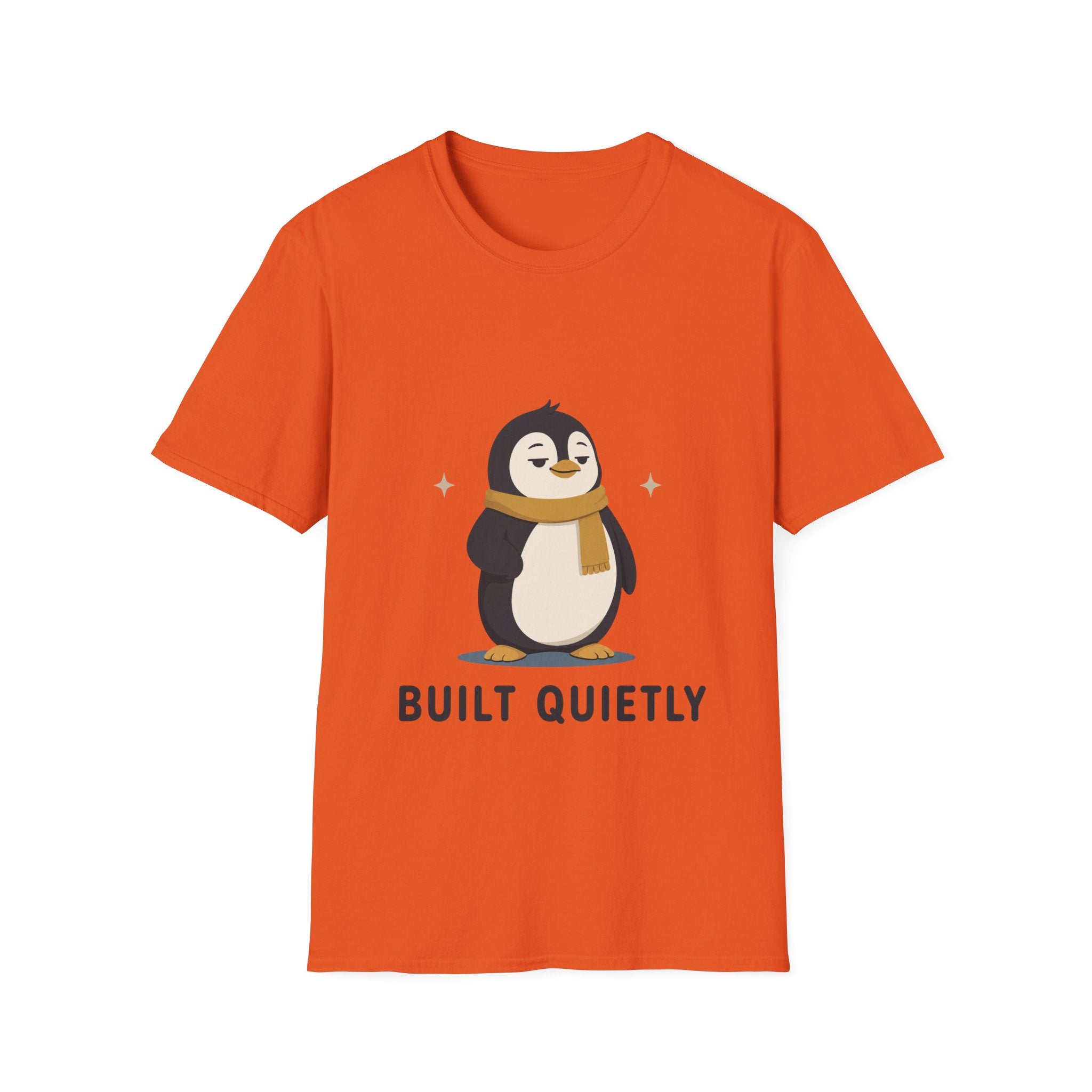 Penguin "Built Quietly" T-Shirt — Cute Cozy Penguin Graphic Tee