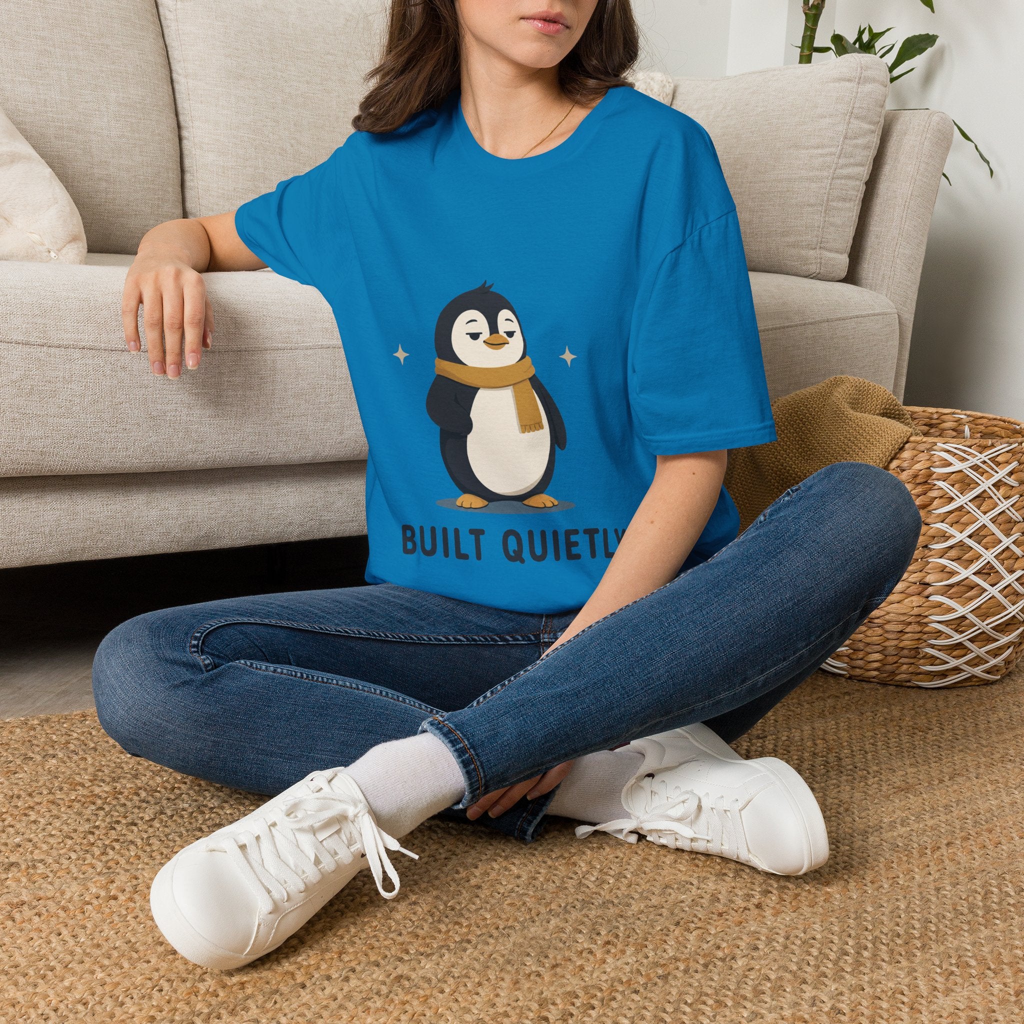 Penguin "Built Quietly" T-Shirt — Cute Cozy Penguin Graphic Tee