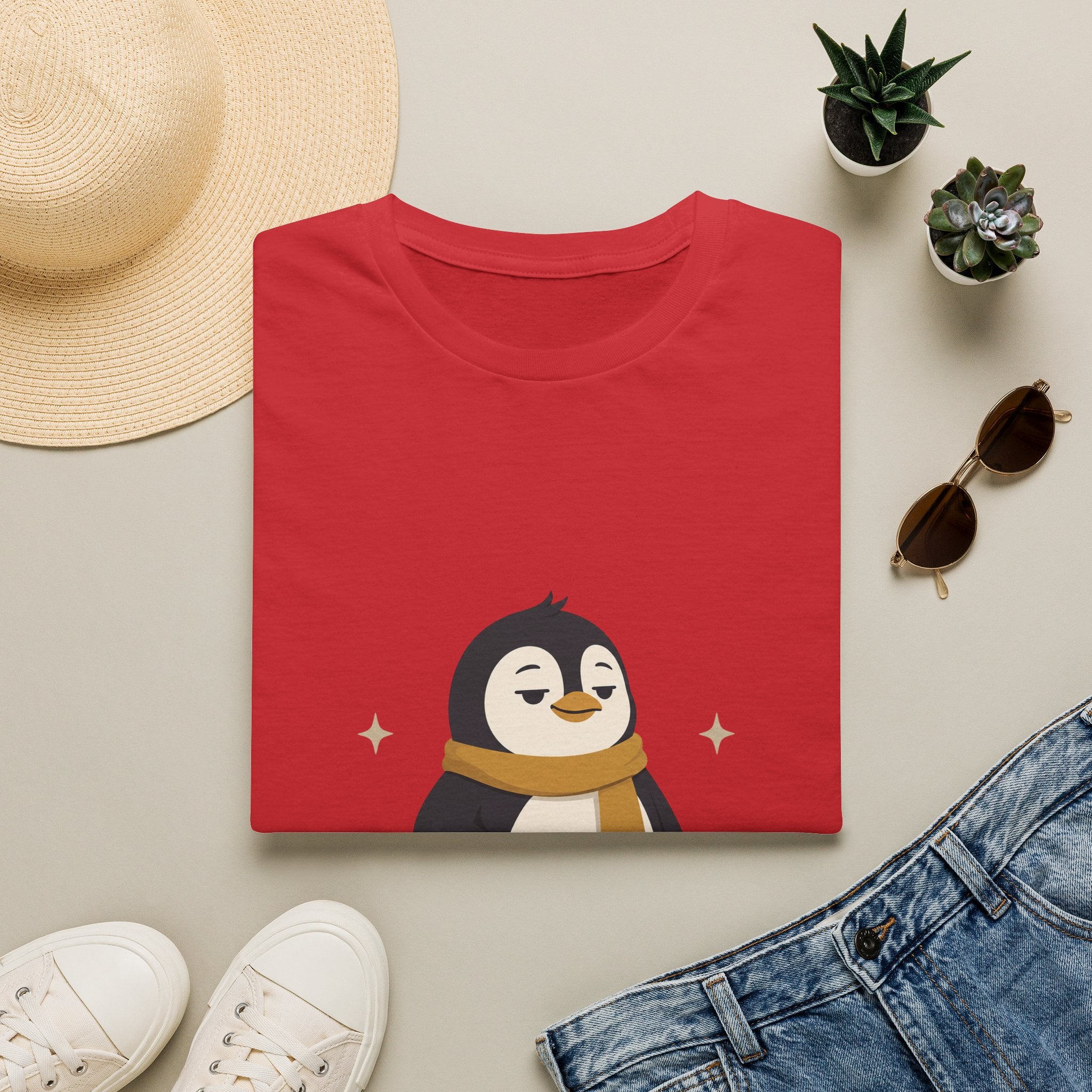 Penguin "Built Quietly" T-Shirt — Cute Cozy Penguin Graphic Tee