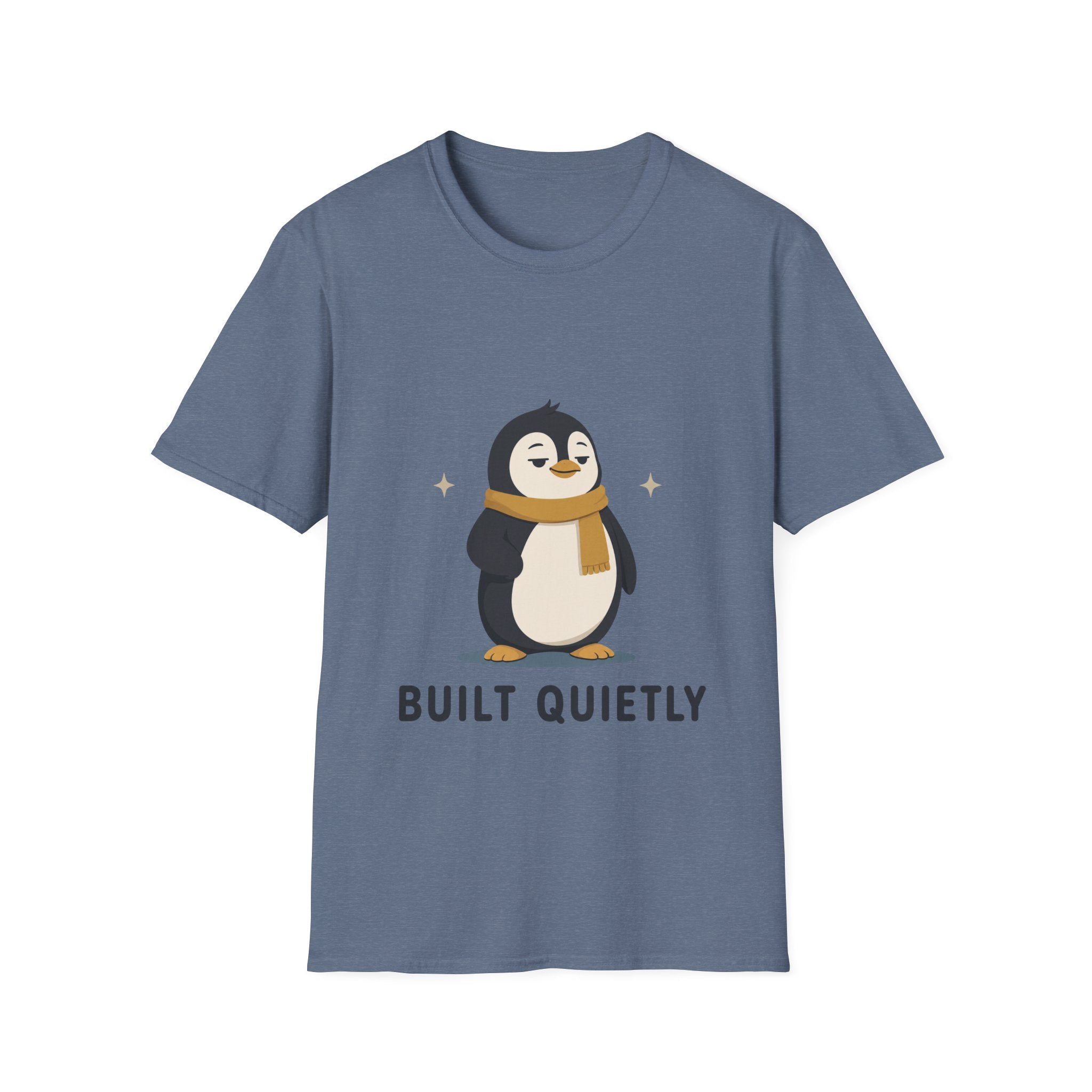 Penguin "Built Quietly" T-Shirt — Cute Cozy Penguin Graphic Tee