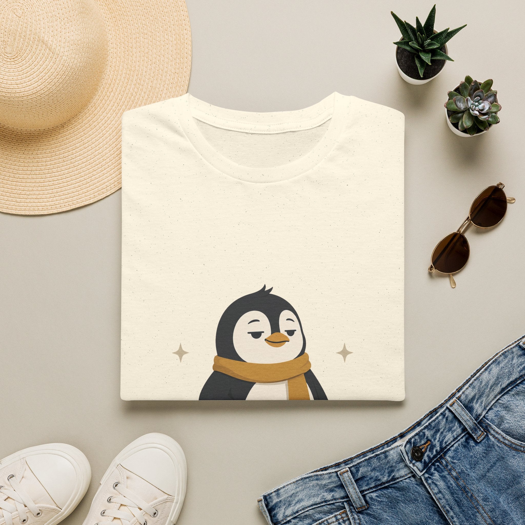 Penguin "Built Quietly" T-Shirt — Cute Cozy Penguin Graphic Tee