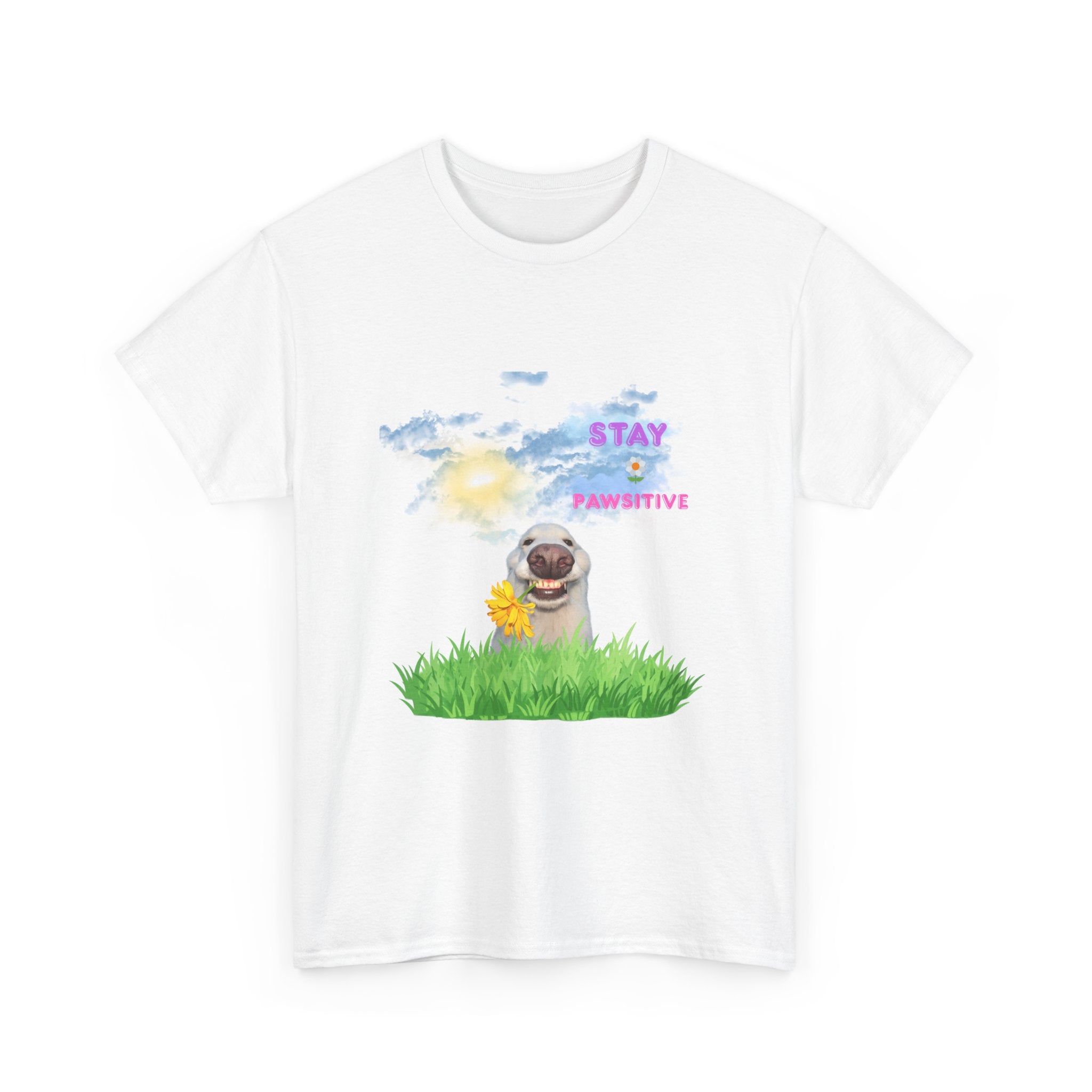 Stay Paw-sitive Dog Tee — Cute Pug Sunshine Graphic T-Shirt