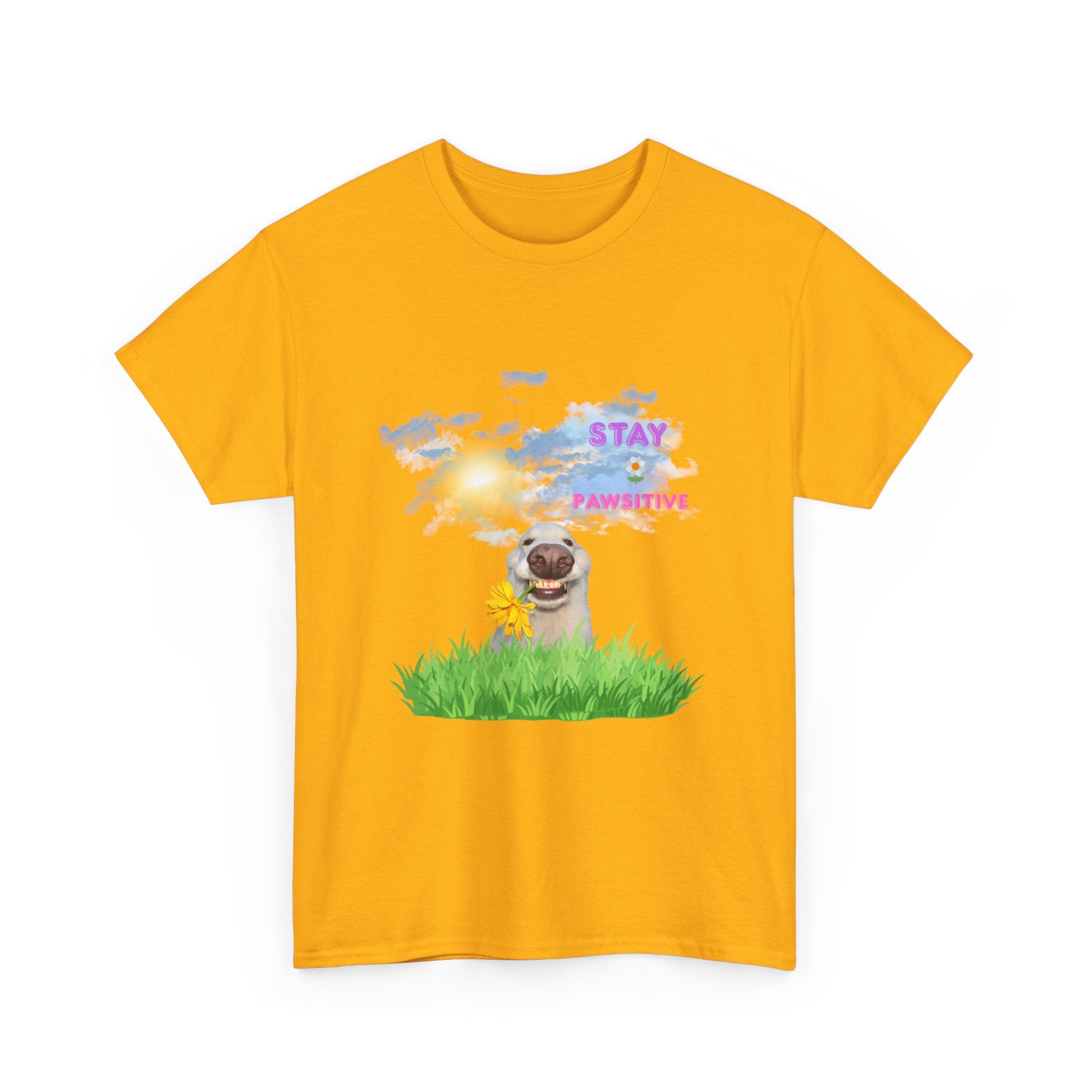 Stay Paw-sitive Dog Tee — Cute Pug Sunshine Graphic T-Shirt