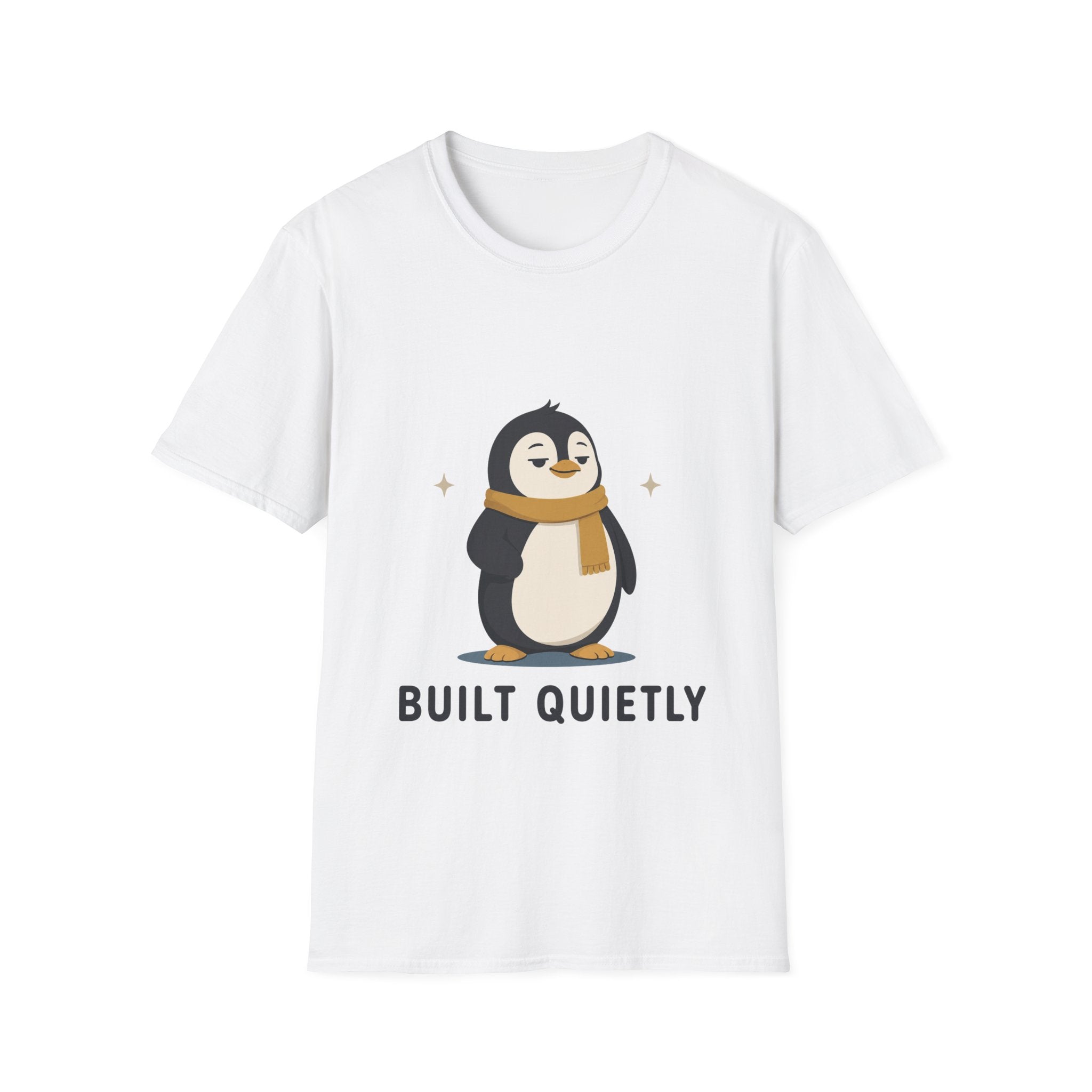 Penguin "Built Quietly" T-Shirt — Cute Cozy Penguin Graphic Tee