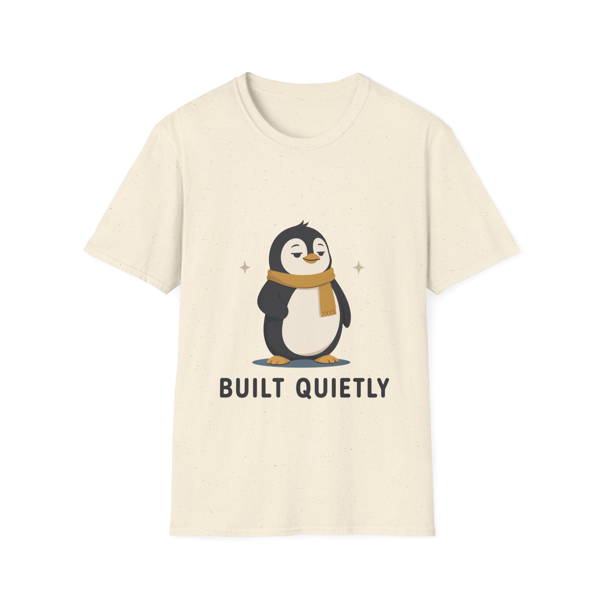 Penguin "Built Quietly" T-Shirt — Cute Cozy Penguin Graphic Tee