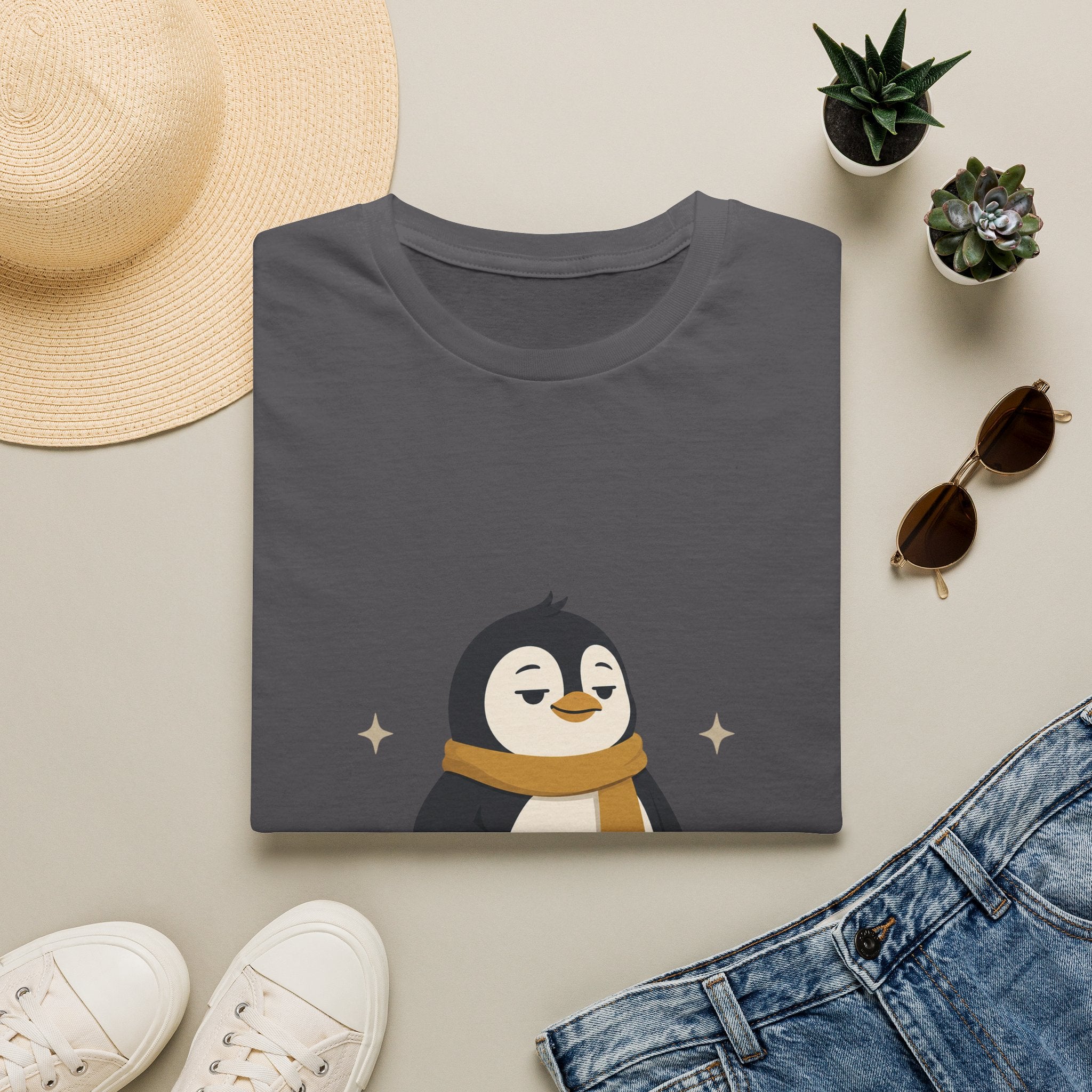 Penguin "Built Quietly" T-Shirt — Cute Cozy Penguin Graphic Tee
