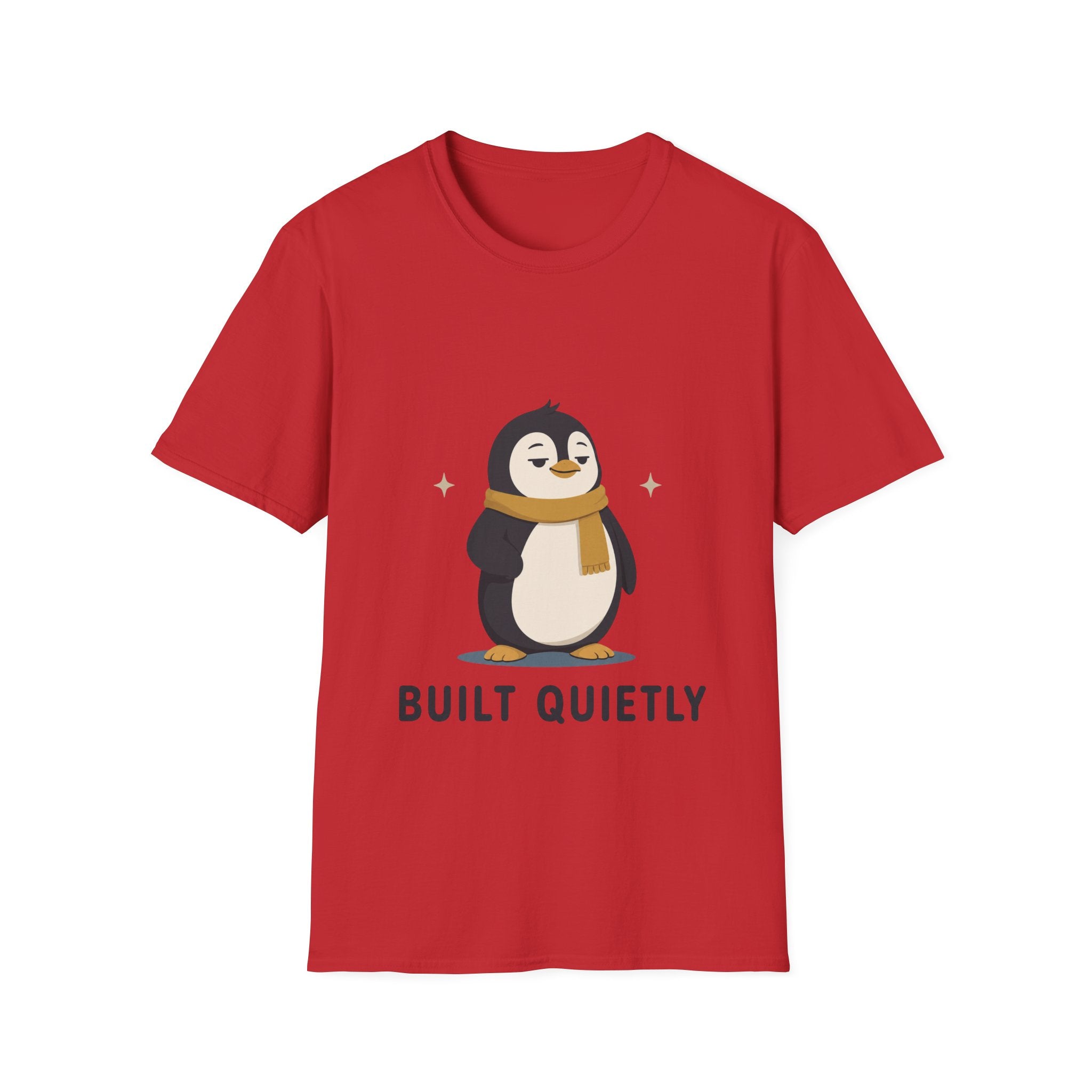 Penguin "Built Quietly" T-Shirt — Cute Cozy Penguin Graphic Tee