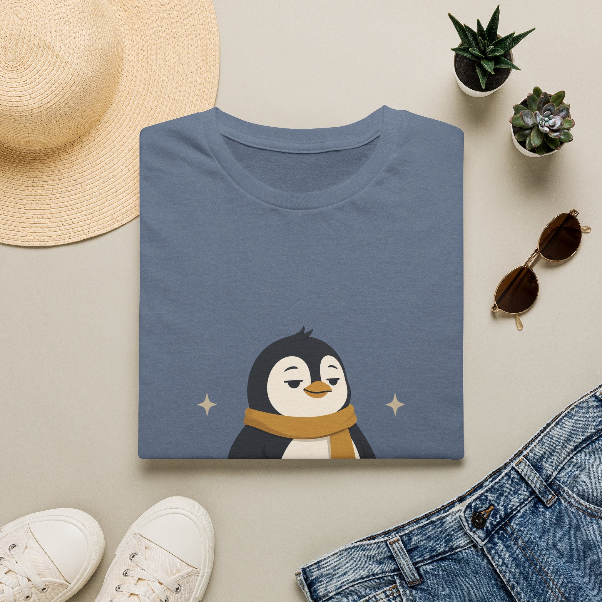 Penguin "Built Quietly" T-Shirt — Cute Cozy Penguin Graphic Tee