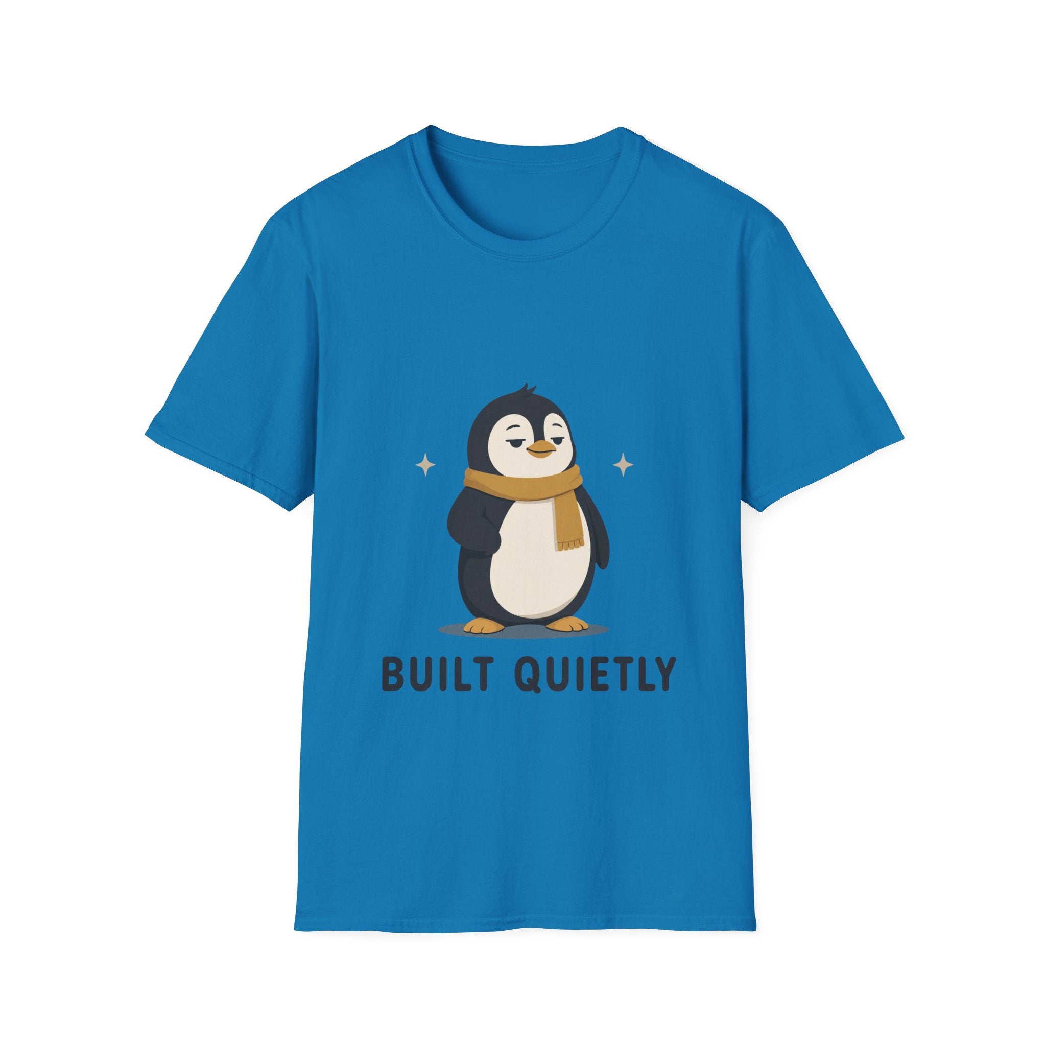 Penguin "Built Quietly" T-Shirt — Cute Cozy Penguin Graphic Tee