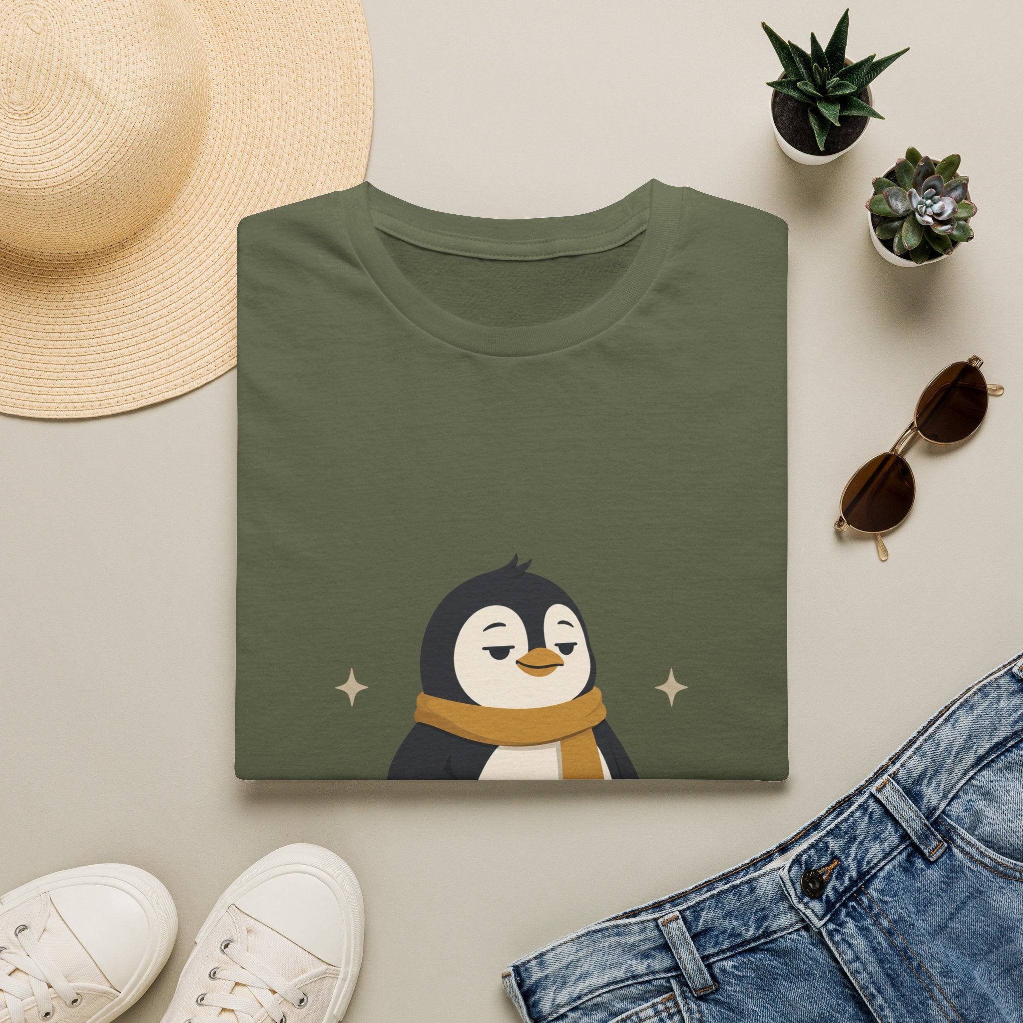 Penguin "Built Quietly" T-Shirt — Cute Cozy Penguin Graphic Tee